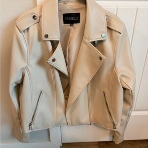 Eloquii Women's Beige Leather Jacket